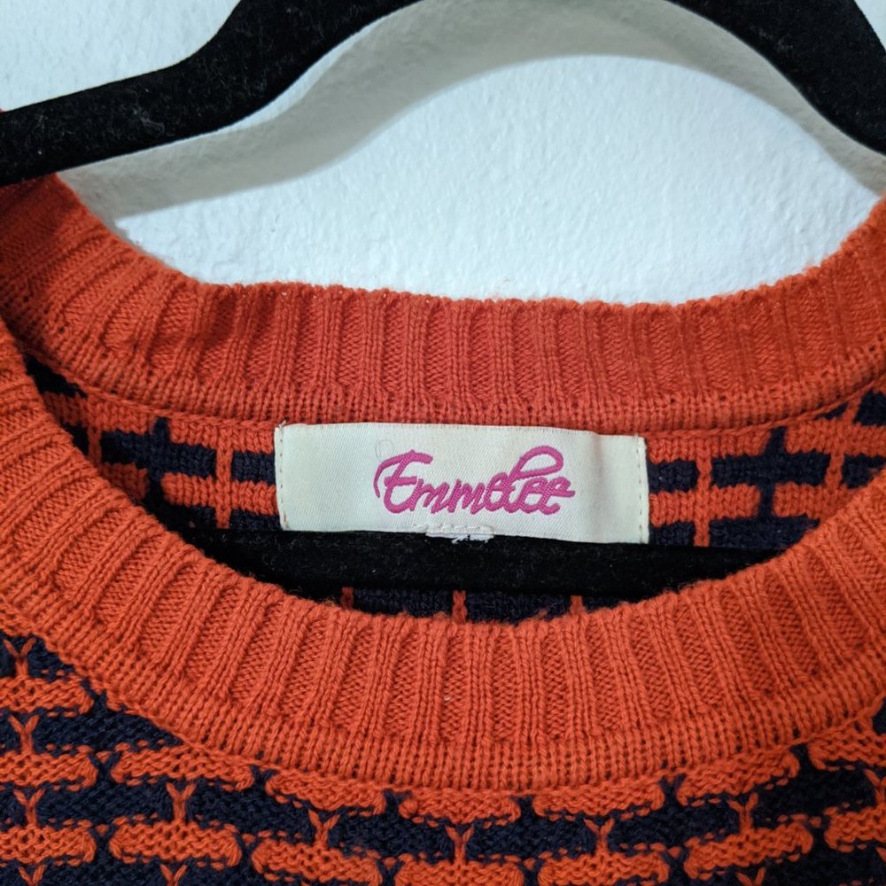 Orange and Navy Vintage Inspired Sweater (XS/S) - Picture 3 of 3